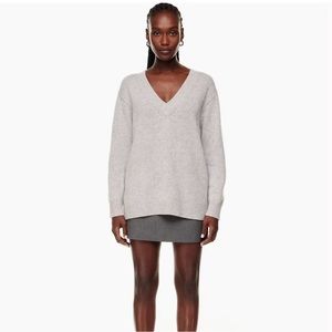 Babaton Gray V-Neck Sweater